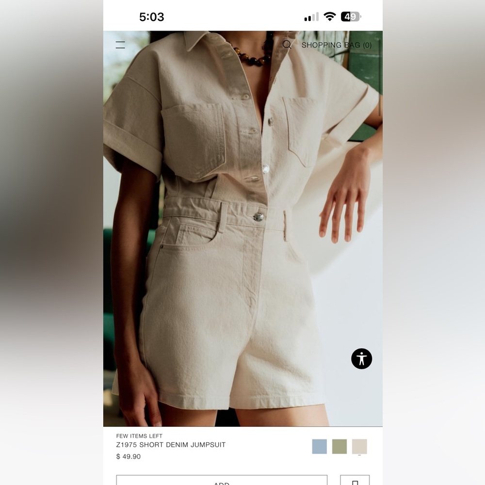 Zara denim short jumpsuit